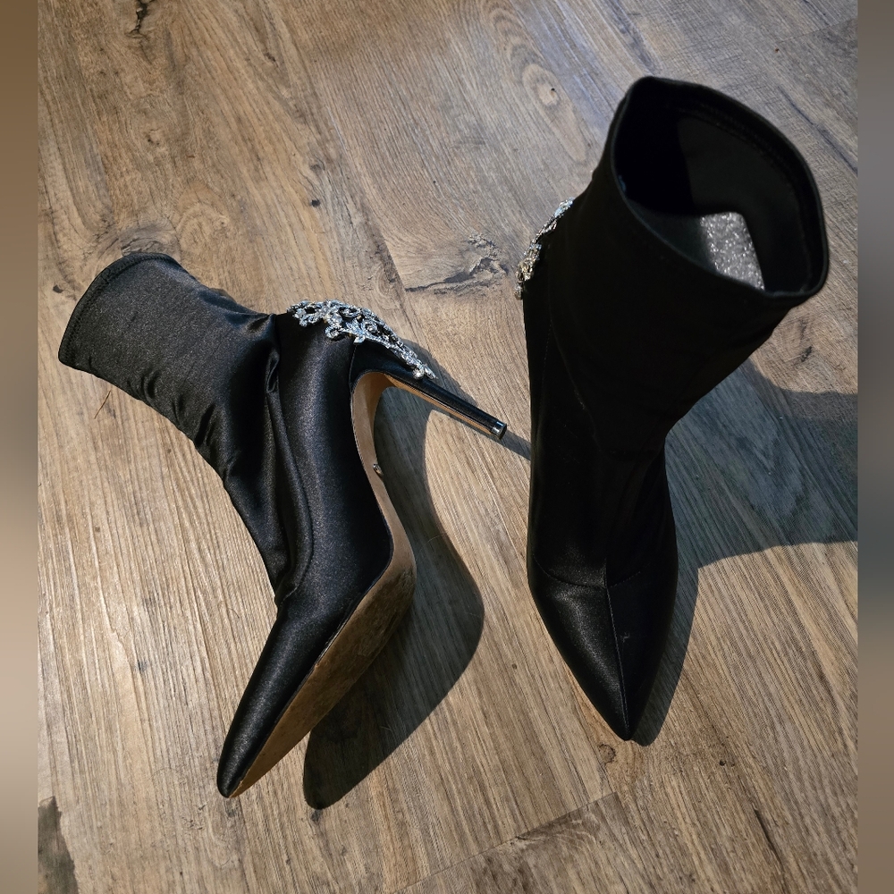 Badgley Mischka Embellished Ankle Sock Boots